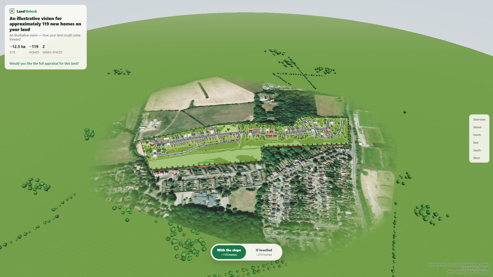 Still from the interactive 3D model of the scheme, viewed from above